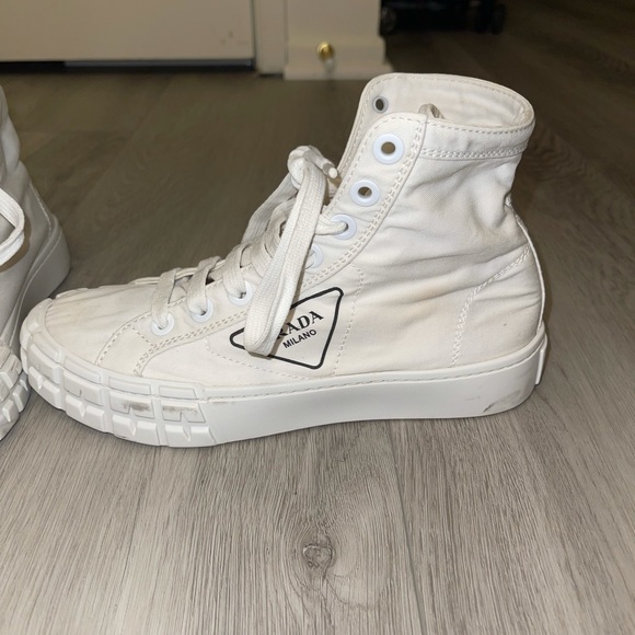 Prada high top platform canvas sneakers - Picture 2 of 8